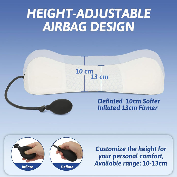 Wdmiya Lendenkissen mit Airbag &amp; Handpumpe, Orthopädisches Lendenwirbelkissen für Bürostuhl Auto Sof