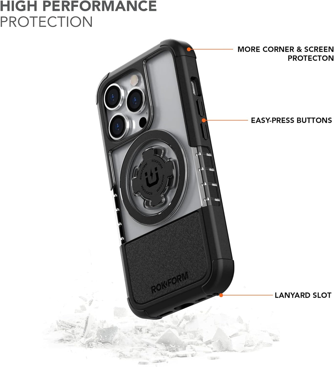 Rokform - iPhone 14 Pro Hülle, Crystal Series, magnetisch + MagSafe kompatibel, klare Apple Hülle, i