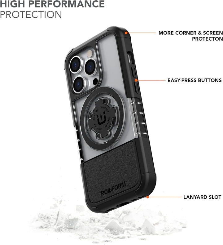 Rokform - iPhone 14 Pro Hülle, Crystal Series, magnetisch + MagSafe kompatibel, klare Apple Hülle, i