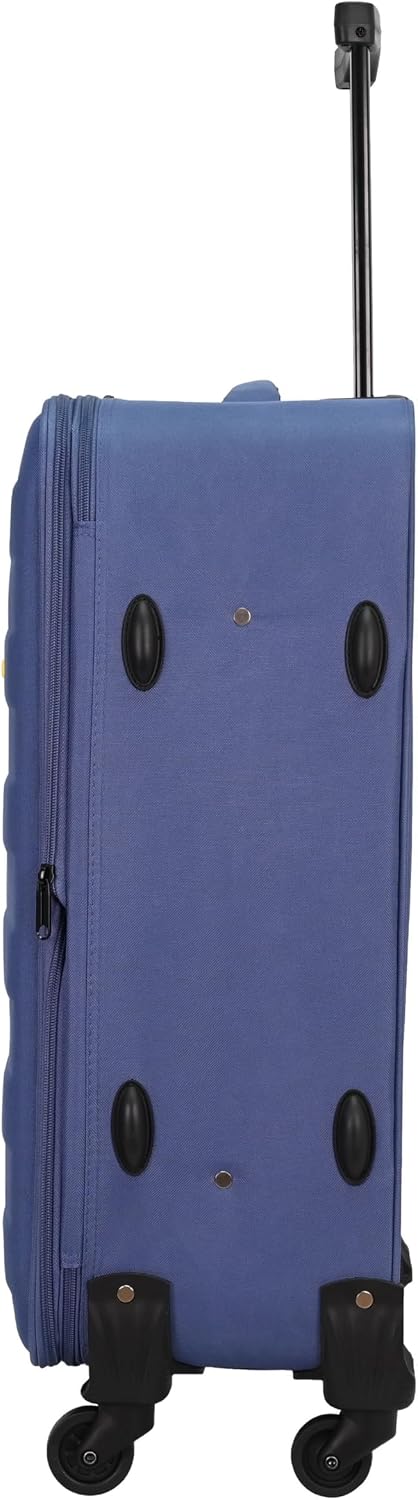 SIGN Stoffkoffer Reisekoffer Trolley (Handgepäck-Mittel-Gross-Set) + 5cm Dehnungsfuge (Blau, Grosser