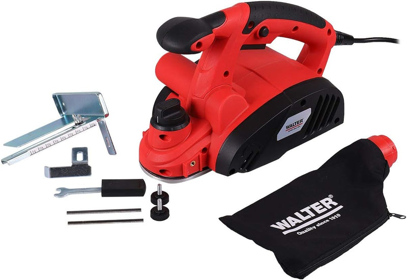 WALTER Elektrohobel 800 W, Hobelbreite 82 mm, Spantiefe 2 mm, Falztiefe 8 mm, inkl. Staubsack