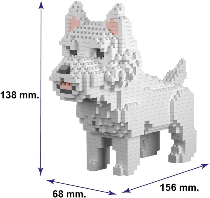 Miniatur-Bausteinfigur. Hund West Highland White Terrier – Westie/Westy, West Highland White Terrier