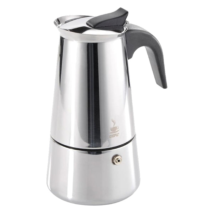 GEFU Espressokocher EMILIO 2 Tassen | Edelstahl Mokkakanne für Induktion, Gas, Elektro, Ceran | Trop