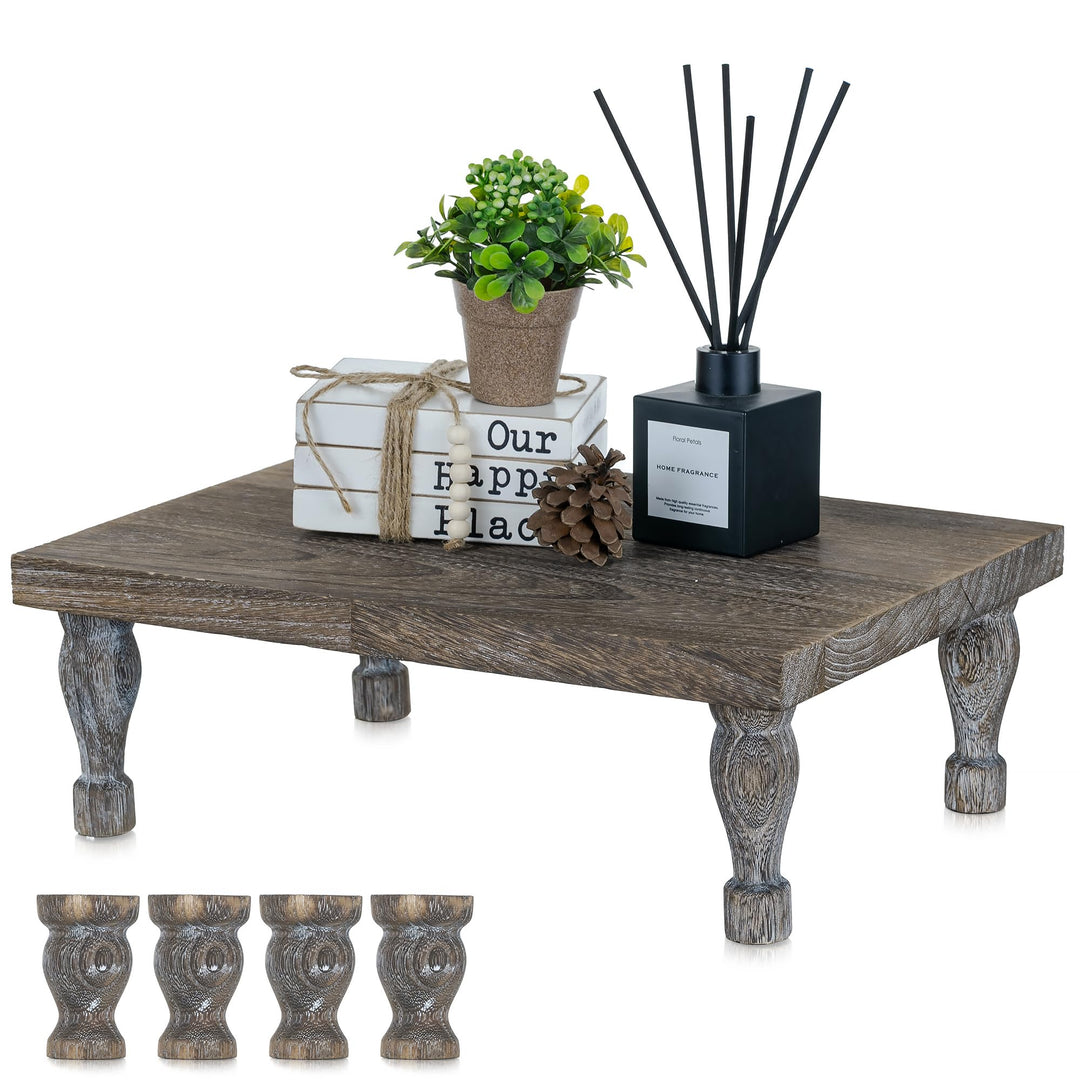 Hanobe Holz Sockel Display Riser: Bauernhaus Hölzerne mit Standfuss Deko Tablett Holztablett Stand R