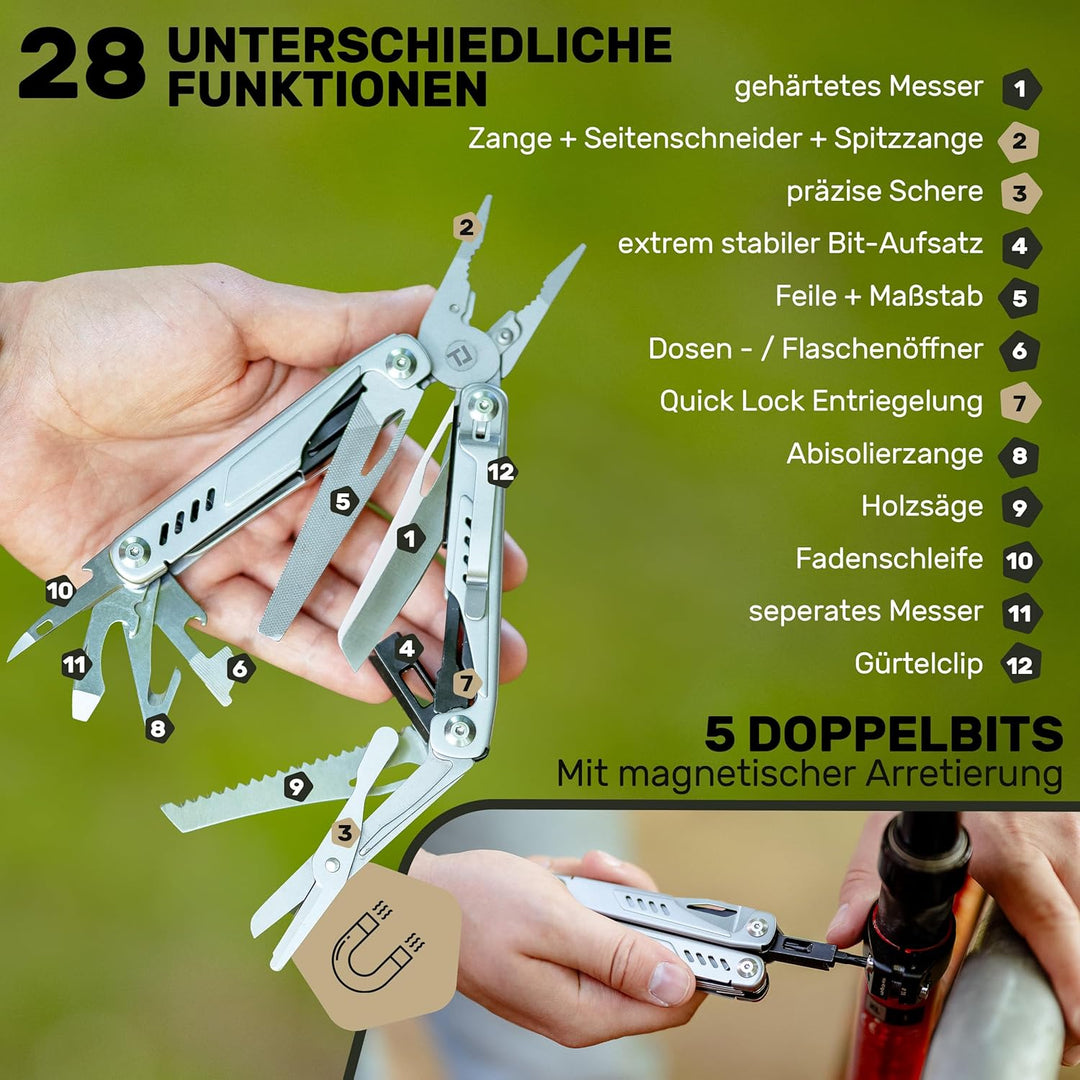 TREKLINE Premium Multitool Werkzeug [rostfreier Edelstahl] Survival Multifunktionsmesser perfektes C
