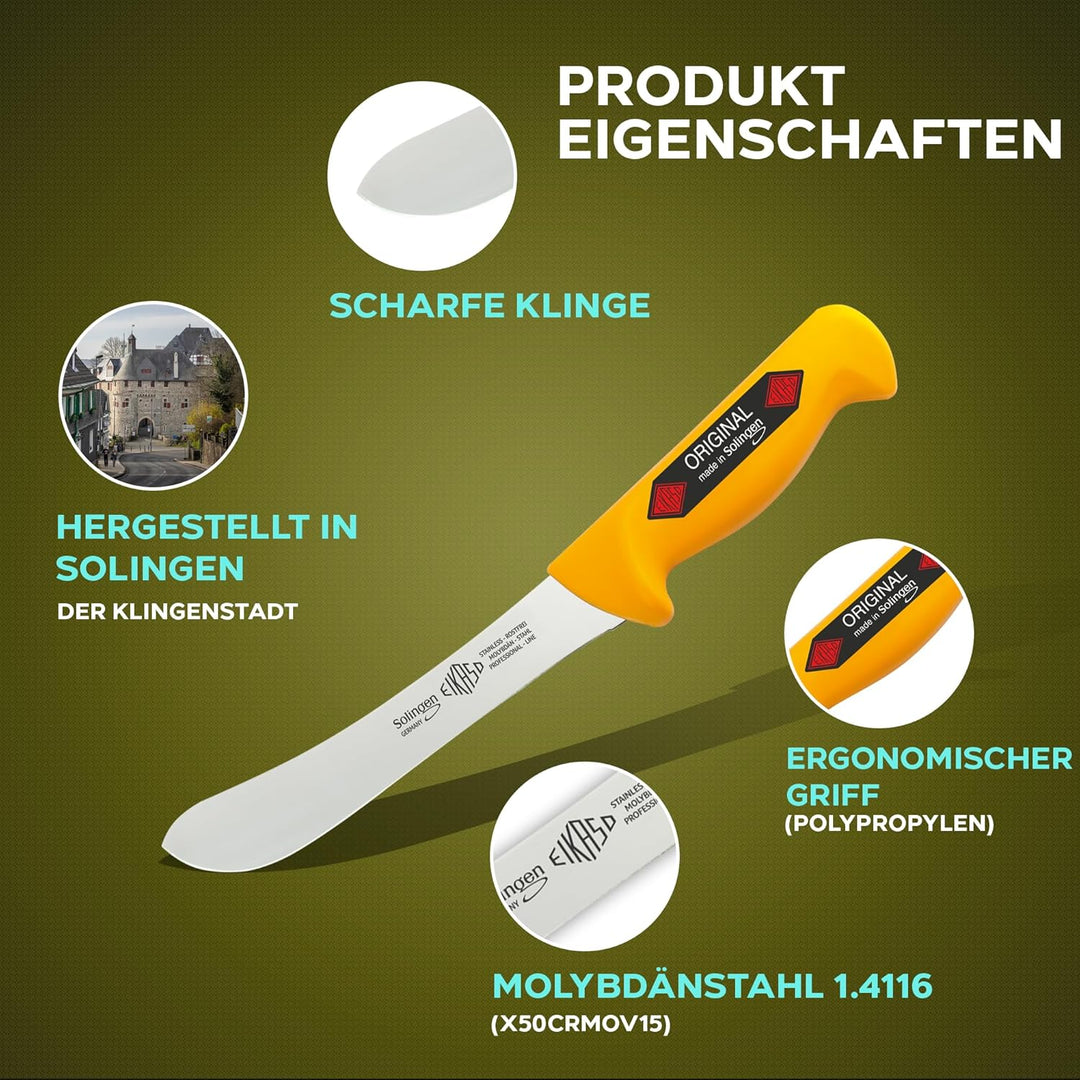 EIKASO Solingen Germany Sortiermesser 16cm aus Molybdänstahl 1.4116 Profi Fleischermesser Metzgermes