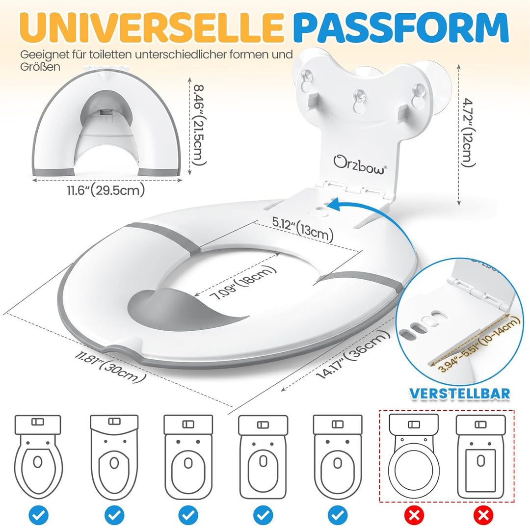 Orzbow Faltbarer Toilettensitz Kinder, Tragbarer Kinder Toilettensitz mit Weichgummi-Urin Barriere,