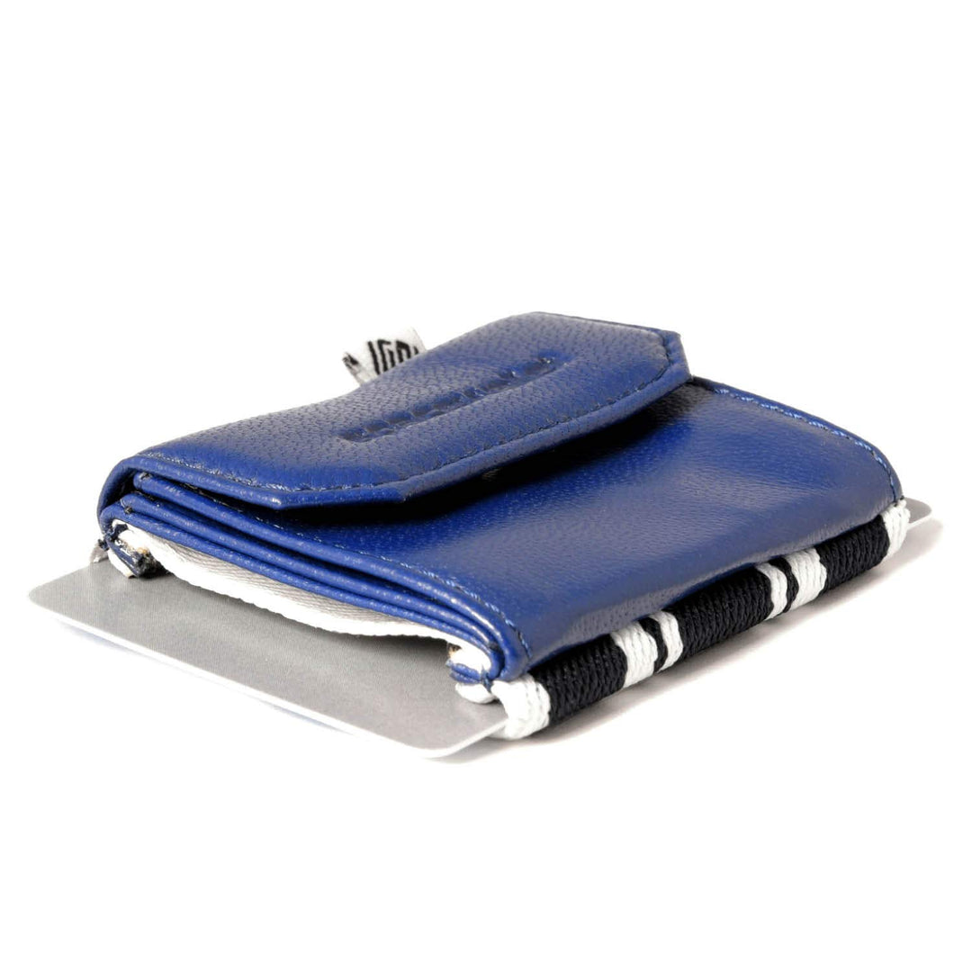 Space Products ® Mini Geldbörse blau-gestreift I Sehr kleines Echtleder Wallet/Portemonnaie mit Münz