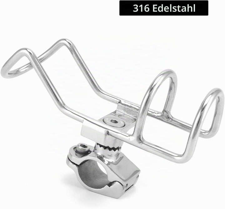 QWORK® 360° Drehbar Angelrutenhalter aus Edelstahl 316 - Klemmung auf 25 mm Schienen - für Boote, Fi