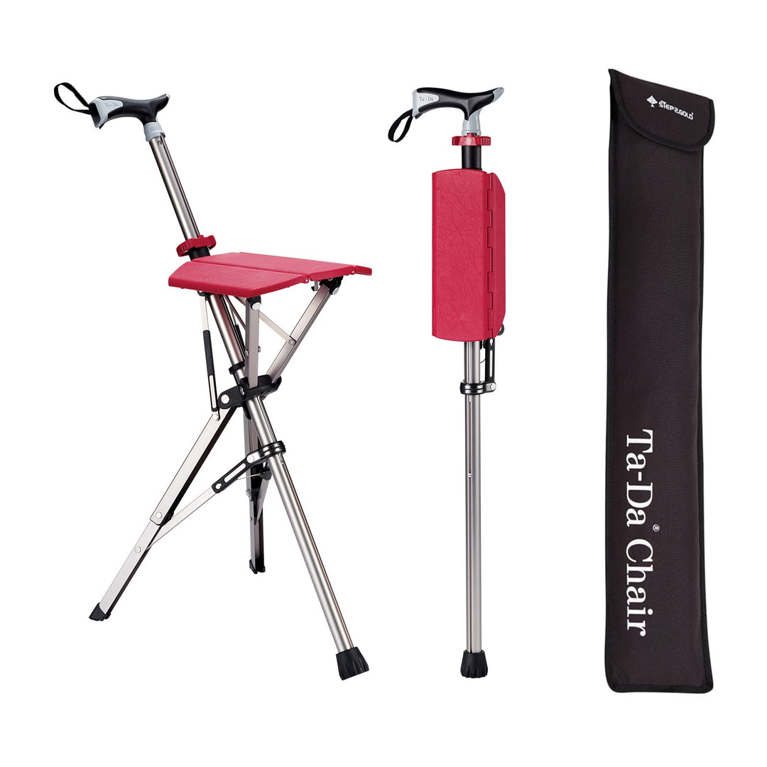 STEP2GOLD TA-Da Chair - Gehstock mit Sitz, ultraleichter Aluminiumrahmen &amp; robuster Klapphocker (bis