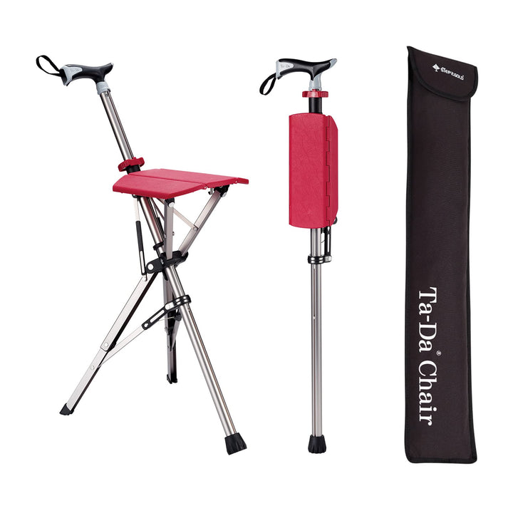 STEP2GOLD TA-Da Chair - Gehstock mit Sitz, ultraleichter Aluminiumrahmen &amp; robuster Klapphocker (bis