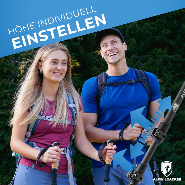 ALPIN LOACKER Teleskop Wanderstöcke Aluminium und Carbon mit Korkgriff I Leichte Nordic Walking Stöc