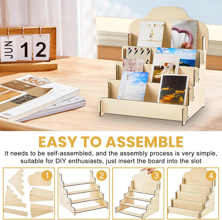 Kartenständer Aus Holz Mit 4 Etage Display Ständer, postkartenständer, Präsentationsständer, Grusska