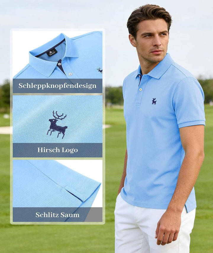 JACKETOWN Polo Shirts Herren Kurzarm Tshirt Schnelltrocknend Casual Shirt Outdoor Atmungsaktives Pol