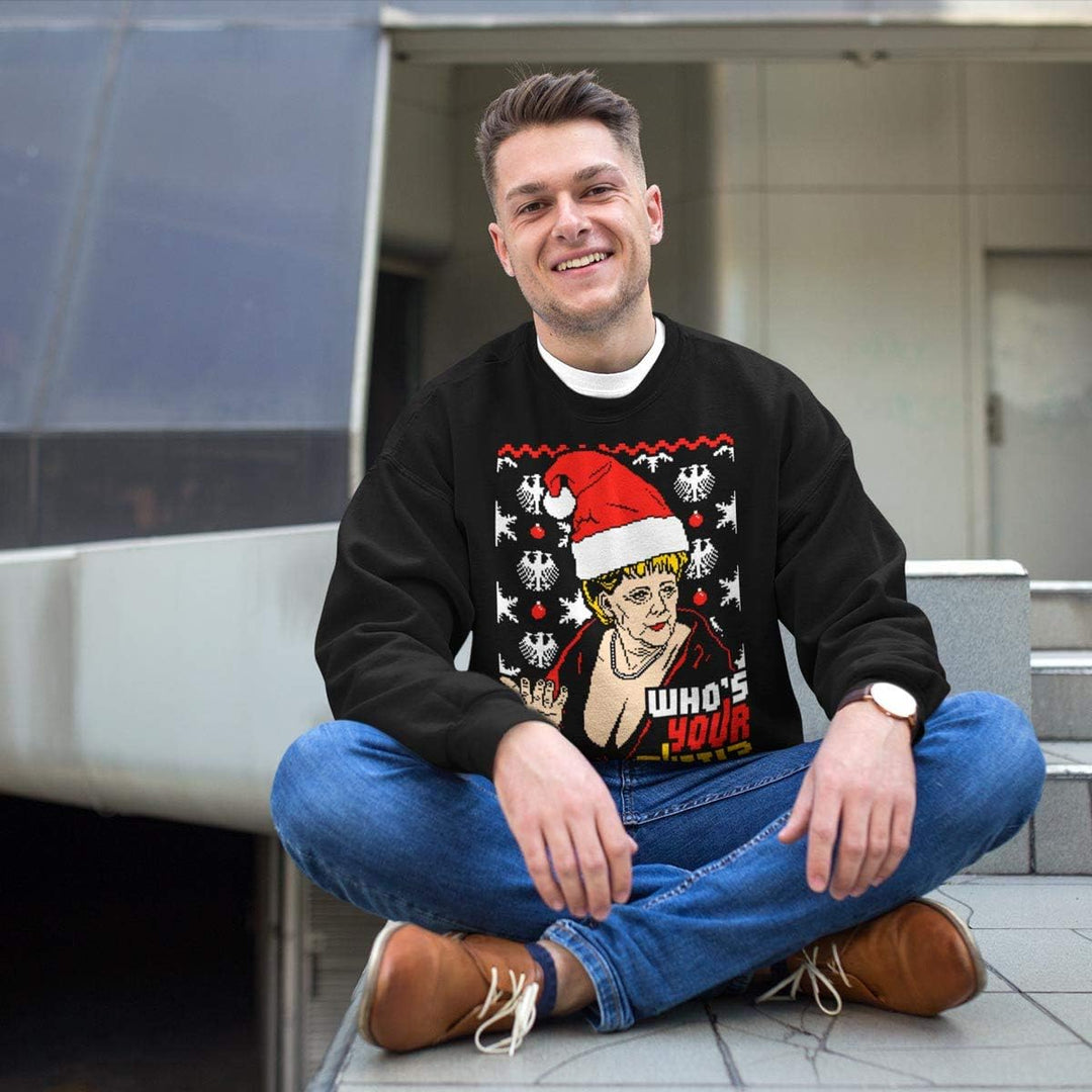 Pullover Herren Geiler Hässlicher Weihnachtspullover mit Angie - Who's Your Mutti? Sweatshirt S Grün
