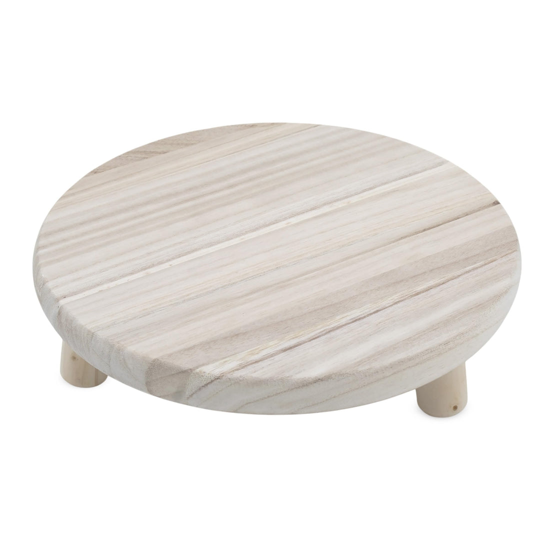 Spetebo Holz Blumenhocker Natur mit 3 Beinen - 29 x 7 cm - Massivholz Pflanzenständer rund naturbela