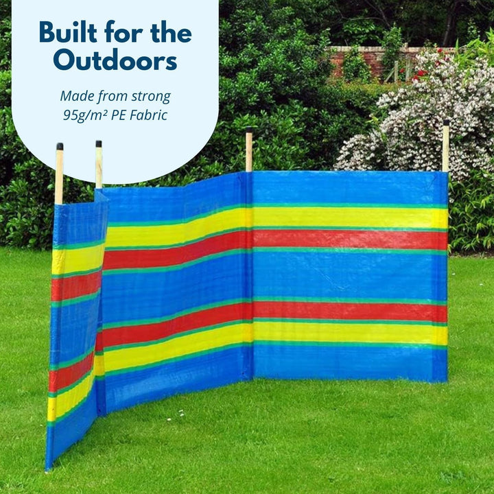 Garden Mile Windschutz mit 8 Stangen, strapazierfähig, mehrfarbig, für Garten, Strand, Urlaub, Wohnw