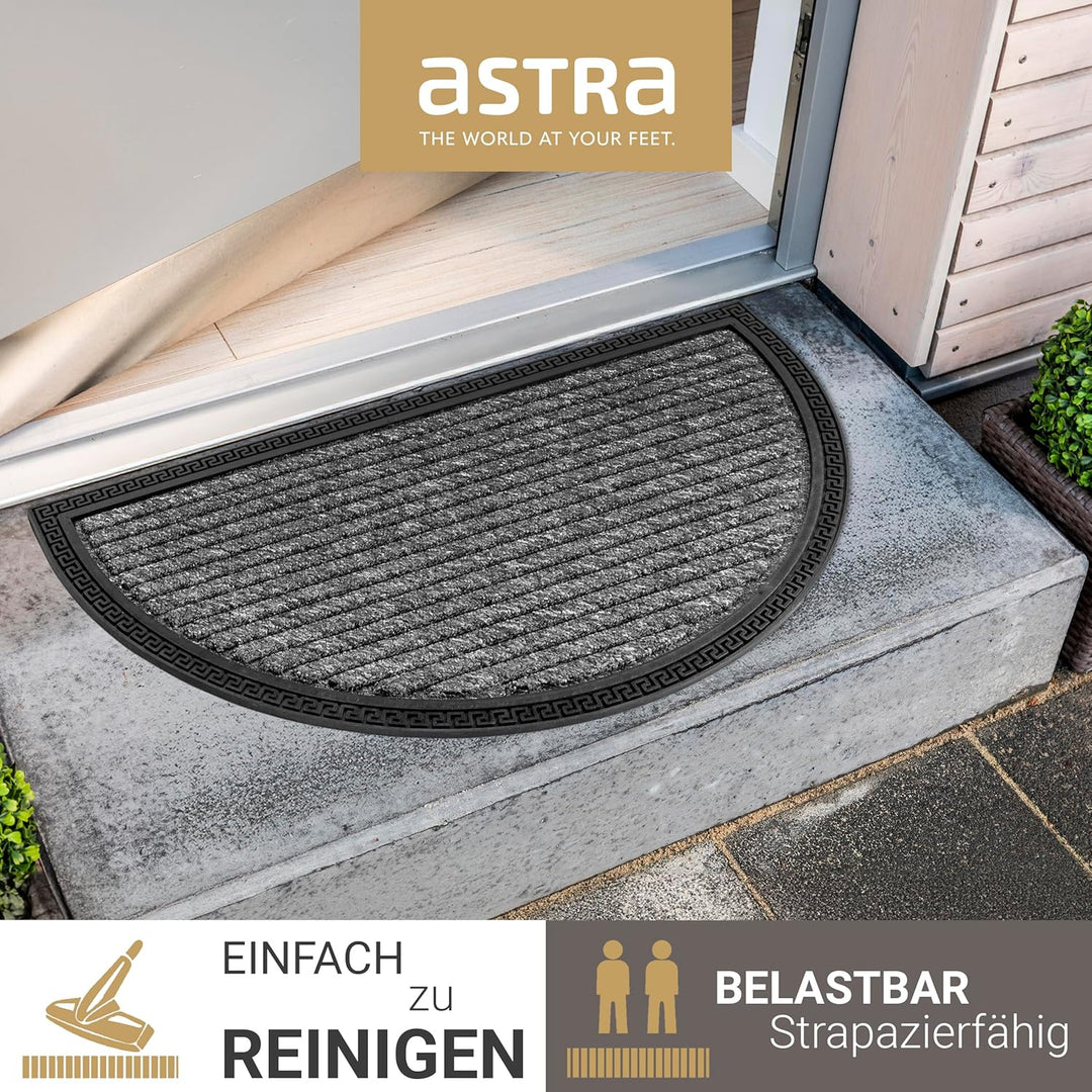 Astra Fussmatte Aussen & Innen - 3er Set 40x70 cm halbrund Grau Linien - Türmatte rutschfest - Schmu