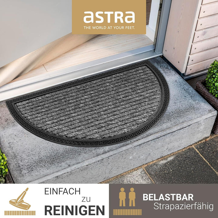 Astra Fussmatte Aussen & Innen - 3er Set 40x70 cm halbrund Grau Linien - Türmatte rutschfest - Schmu