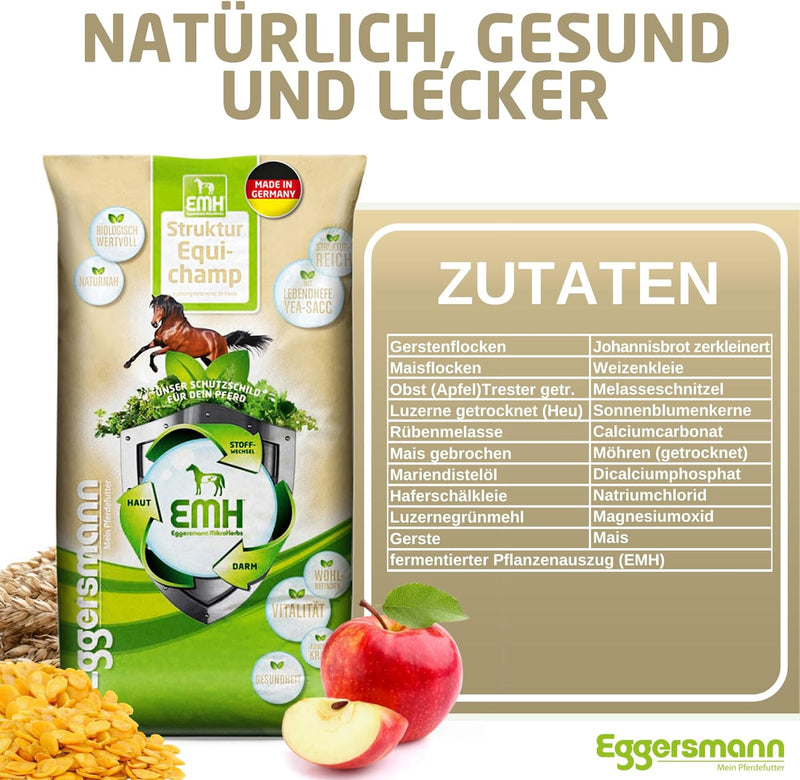 Eggersmann EMH Struktur Equichamp – Pferdemüsli mit Lebendhefe Yea-Sacc 1026 – Unterstützt Gewichtsz