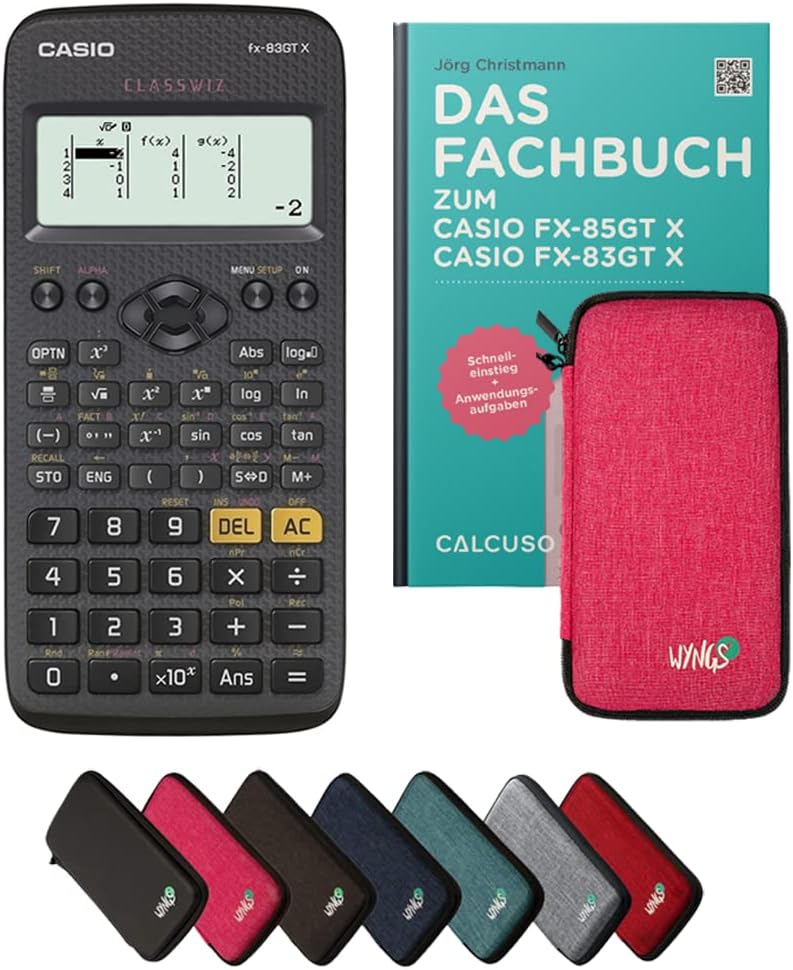 CALCUSO Standardpaket: Casio FX-83GT X technisch-wissenschaftlicher Taschenrechner + WYNGS Schutztas