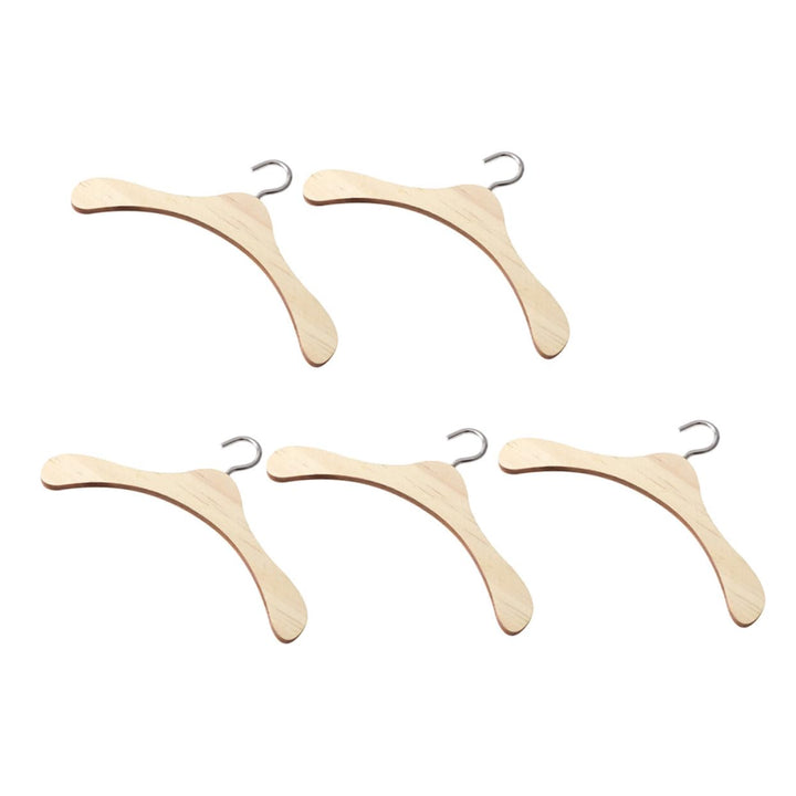 BESTonZON 5 Stück Kleiner Holz Kleiderbügel Puppenzubehör aus Naturholz 10cm Kleiner Puppenaufhänger