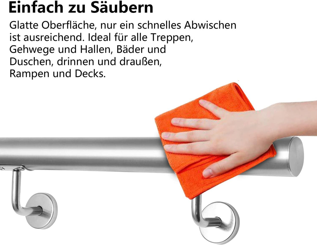 Daromigo Edelstahl Handlauf Treppengeländer Geländer Wandhandlauf Wand Treppe mit Wandhalterung und