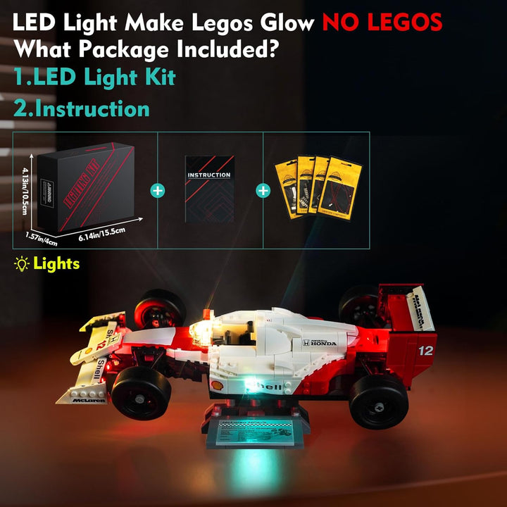 LocoLee Licht Kompatibel mit Lego McLaren MP4/4 & Ayrton Senna, Nur Lichter Set - Kein Modell, Licht