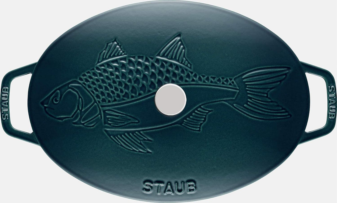 STAUB BORD OVAAL 32 CM MET DEKSEL APPELBLAUWZEEGROEN 'LA MER' NEW CLASSIC 11223337
