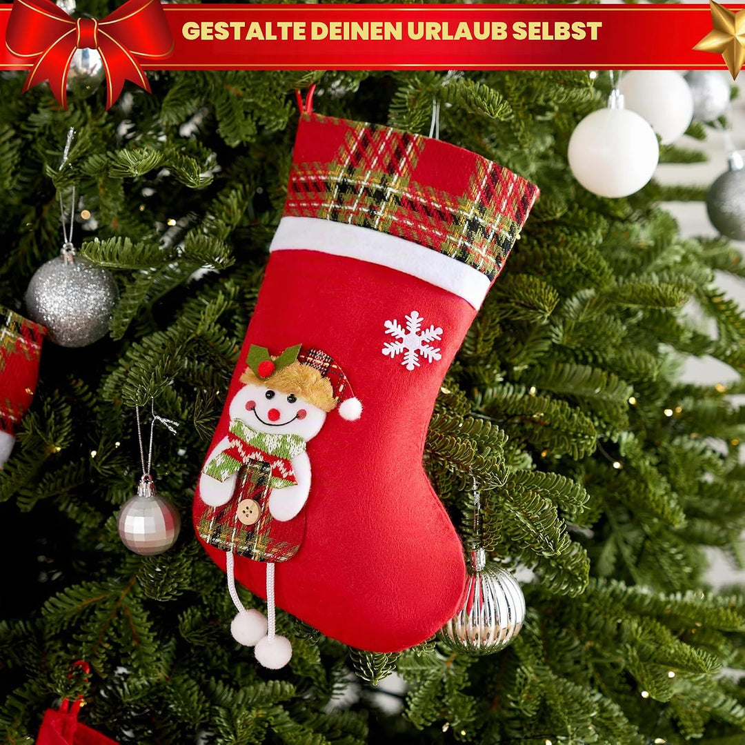 JOYIN 6 Stück Weihnachts-Aufbewahrungsbeutel, Weihnachtsstrumpf-Dekoration, Weihnachtsstrümpfe mit F
