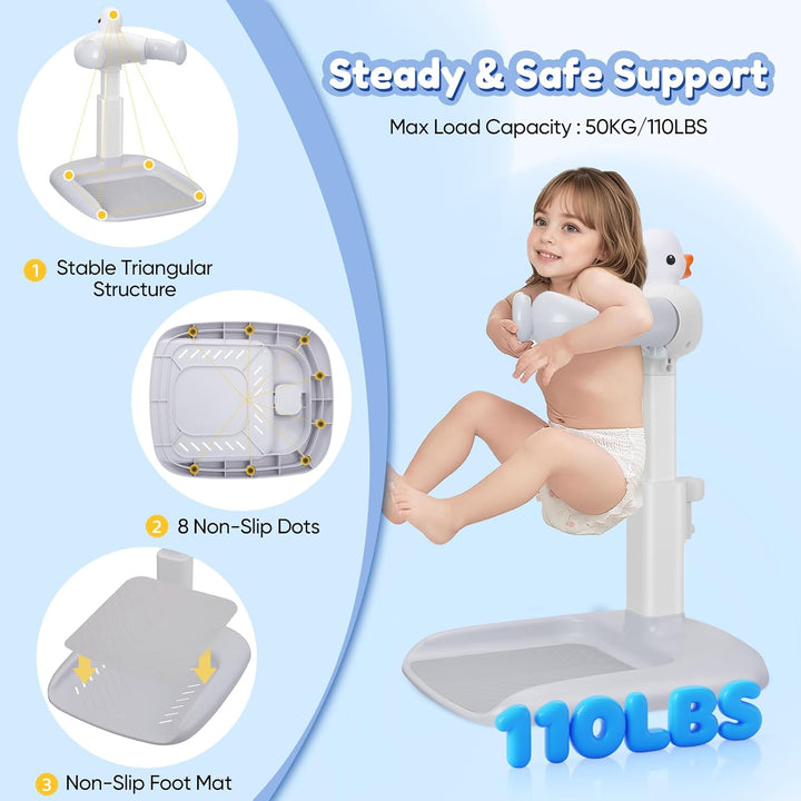 Babybadewanne mit Duschhalterung Klemmschutz, verstellbarer Duschturm hilft dem Baby beim Stehen, id