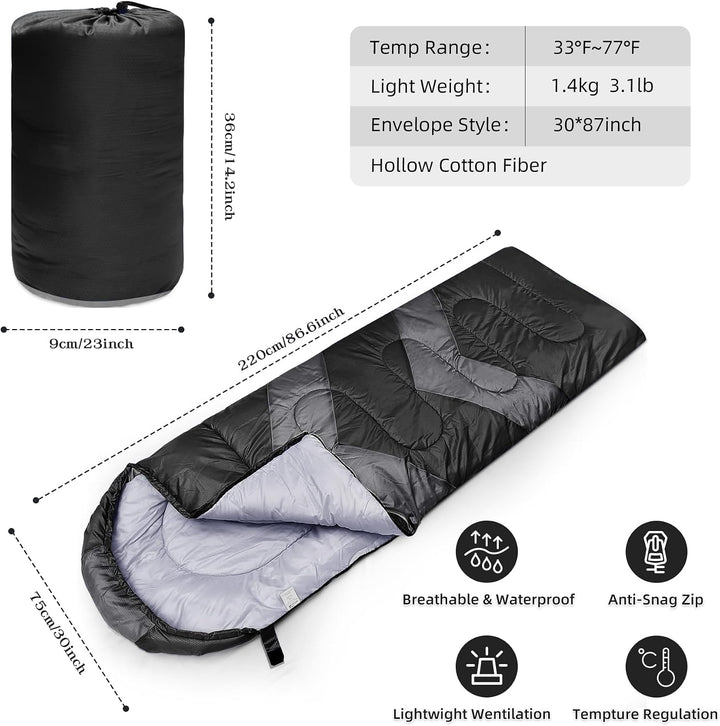 Schlafsack 3-4 Jahreszeite für Outdoor Camping Warme Einzelne Erwachsene Wasserdicht Leichter Ultral