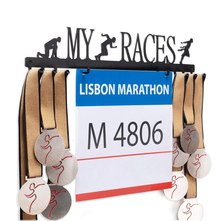 Qthrone Laufender Medaillenhaken Medaillen & Startnummern - Running Medal & Bibs Display Holder