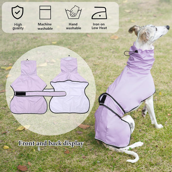 Geyecete Windhund Leicht Hundejacke Regenjacke, Hunderegenmantel Wasserdicht Verstellbar Windhundeja