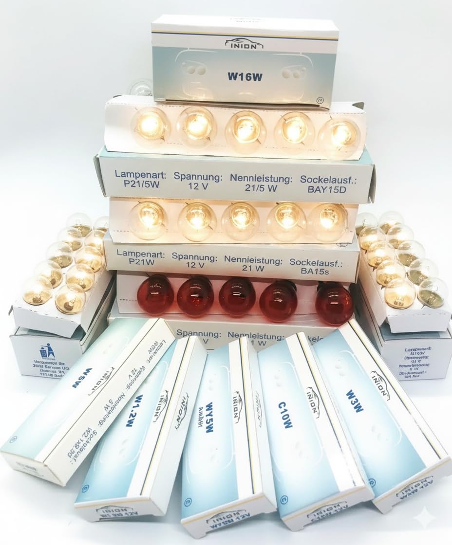 INION 120x Stück KFZ Beleuchtung Set 12V Glühlampe Autolampen Zugelassen (120x Stück SET), 120x Stüc