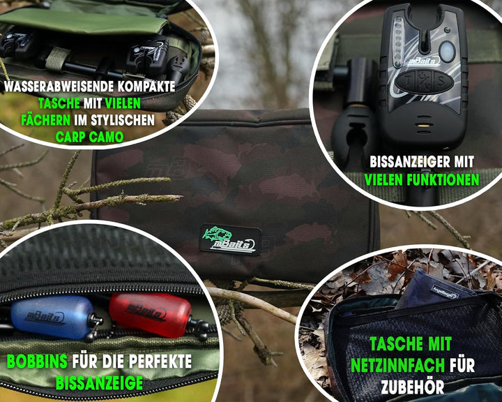 Angel-Berger Magic Baits Black Quick Rod Pod mit Tasche Bissanzeiger Rutenauflage Bobbin