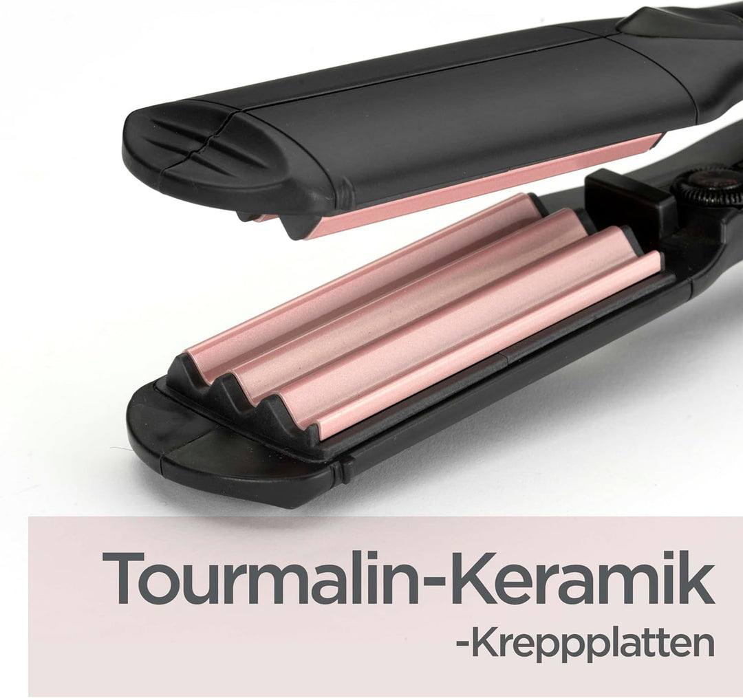 BaByliss The Crimper Kreppeisen mit 10 Temperaturstufen bis 210°C und Abschaltautomatik In rosa Schw