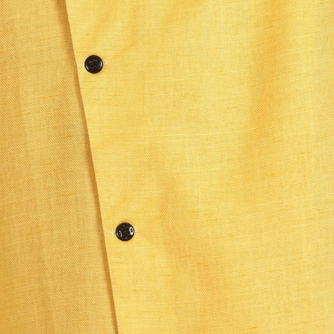 Royal Kurta Angarakha Herren Pyjama-Set aus Baumwolle, 55 Gelb