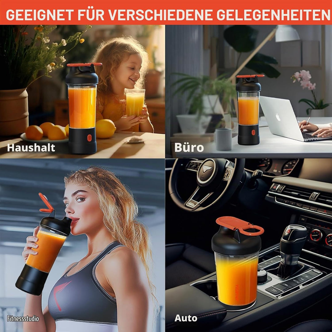 Tragbarer Mixer, 25oz tragbarer Mixer für Smoothies und Shakes mit 6 Klingen, wiederaufladbaren Misc