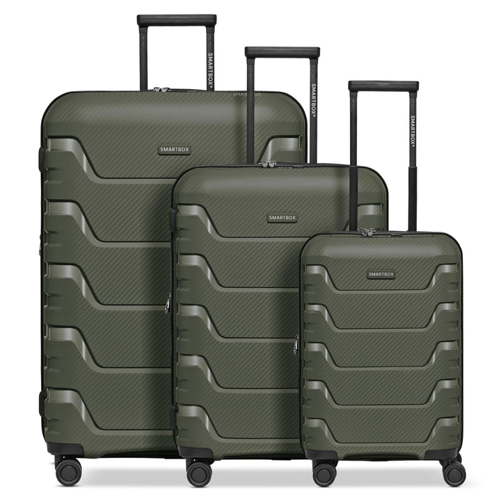 SMARTBOX Hartschalen Koffer-Set 3-teilig | mit Dehnfalte erweiterbar um 3 cm | aus hochwertigem, lei
