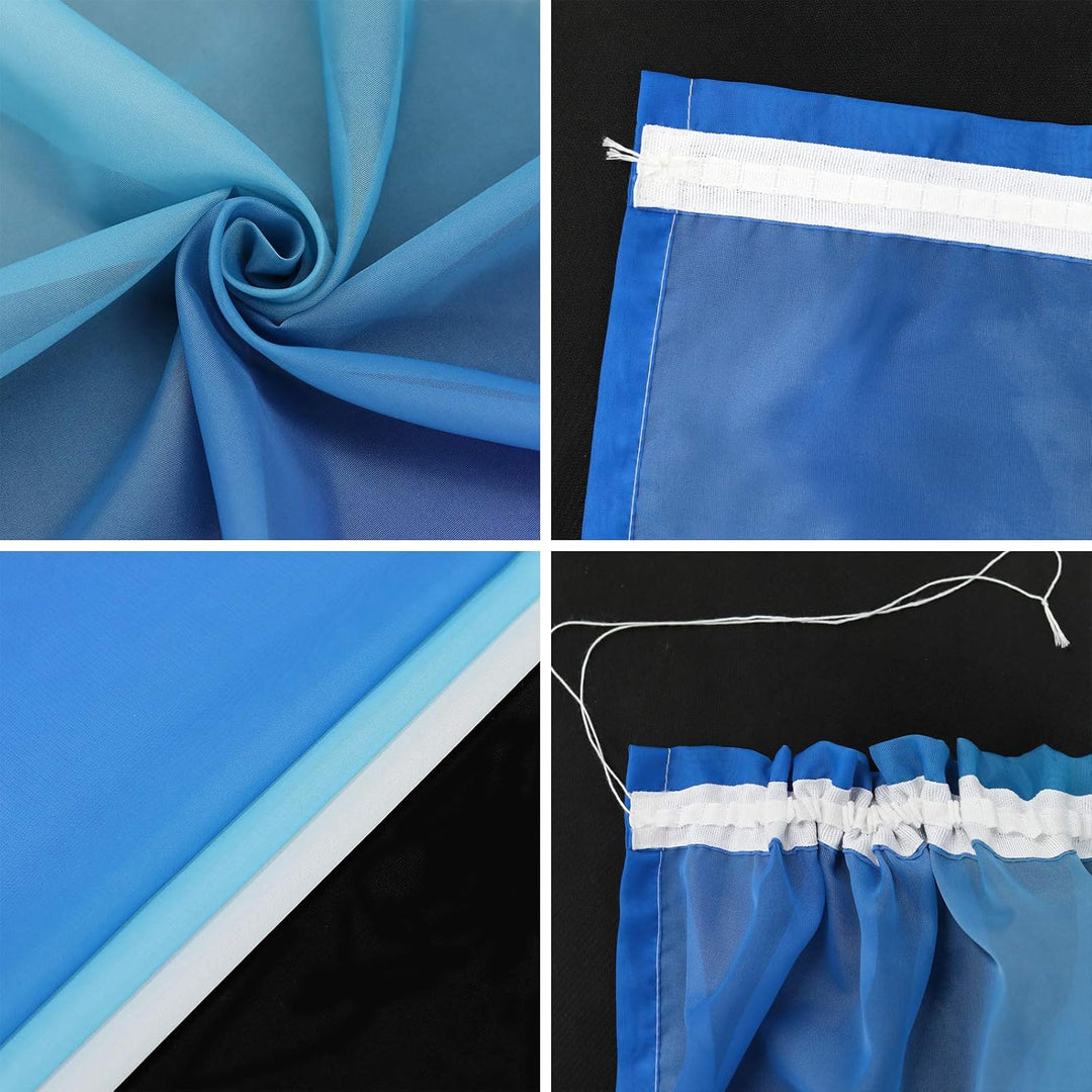 HongYa 2er-Pack Farbverlauf Gardinen Transparenter Voile Vorhänge Schals mit Kräuselband H/B 175/140