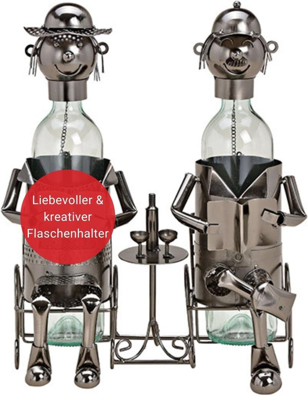 Wein Flaschenhalter - Weinflaschenhalter Metall mit Figuren als Geschenk oder Dekoartikel für zu Hau
