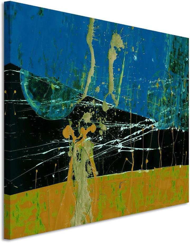 Paul Sinus Art 120x80cm Leinwandbild Leinwanddruck Kunstdruck Wandbild schwarz blau gelb gemalt