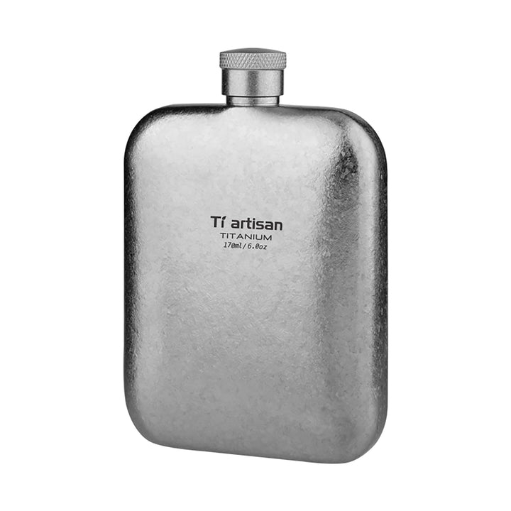 Titan Flachmann mit Trichter Ultraleichte Titanium Hip Flask Whisky Glaskolben für Outdoor-Camping,