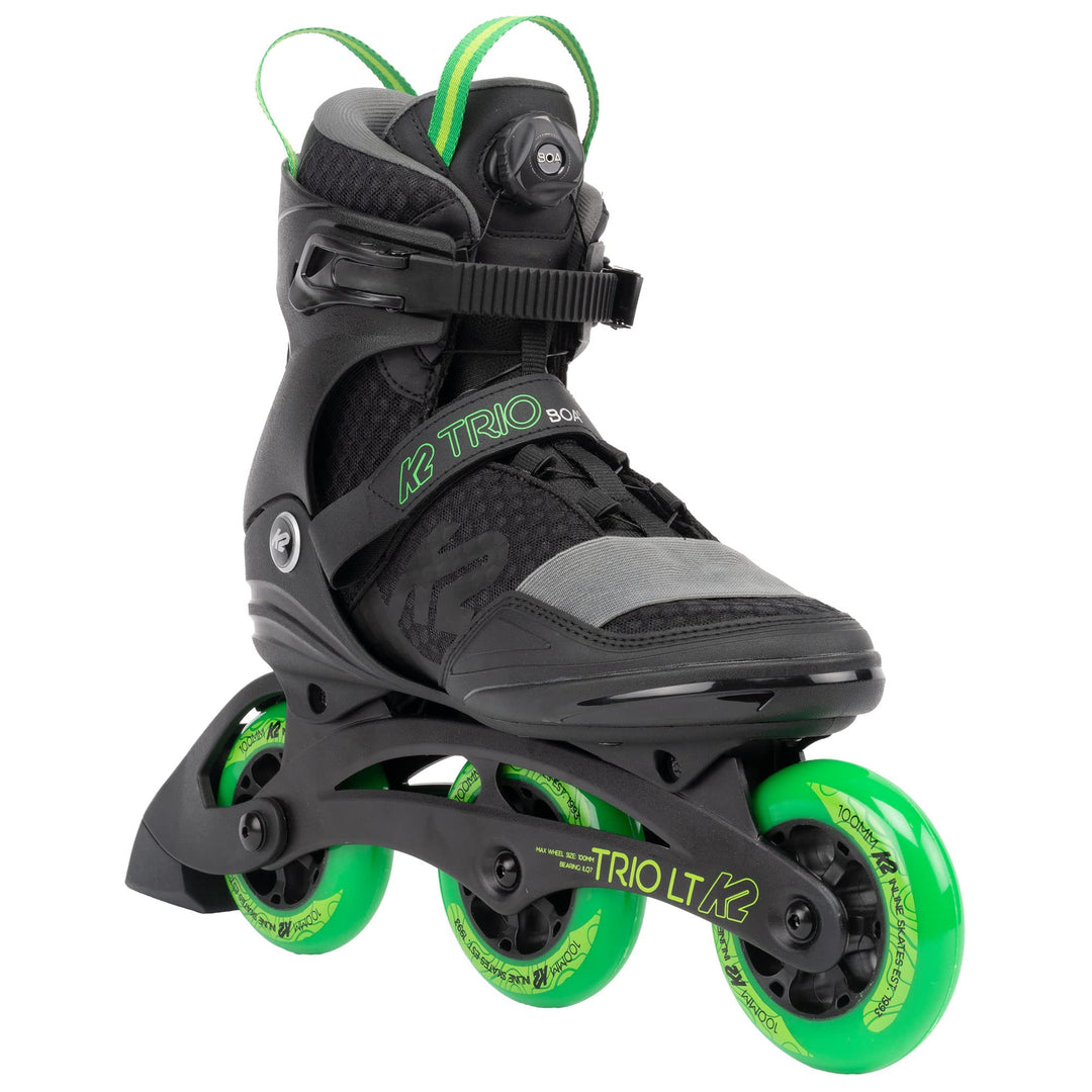 K2 Skate Trio LT 100 Unisex - Adult Inline Skates - Black - Green - 30G0301 EU: 39 (UK: 5.5 / US: 6.