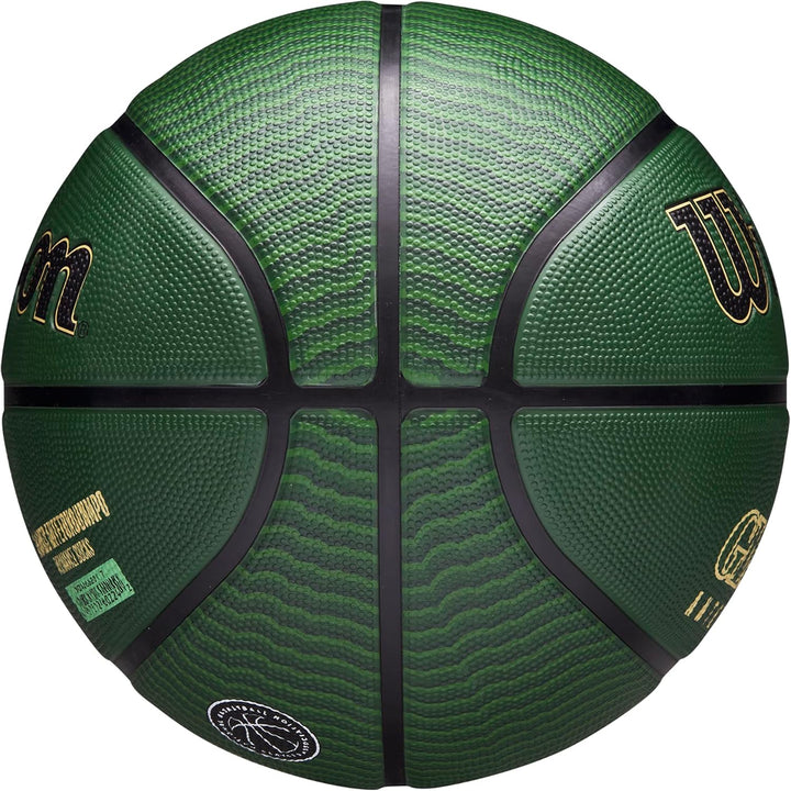 Wilson NBA Player Icon Outdoor Basketball - Size 7-29.5" and Mini Size 7 Milwaukee Bucks, 7 Milwauke
