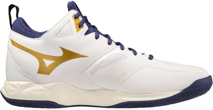 Mizuno Unisex Wave Dimension Mid Tischtennis 40 EU Weiss Blueribbon Mp Gold, 40 EU Weiß Bluerib