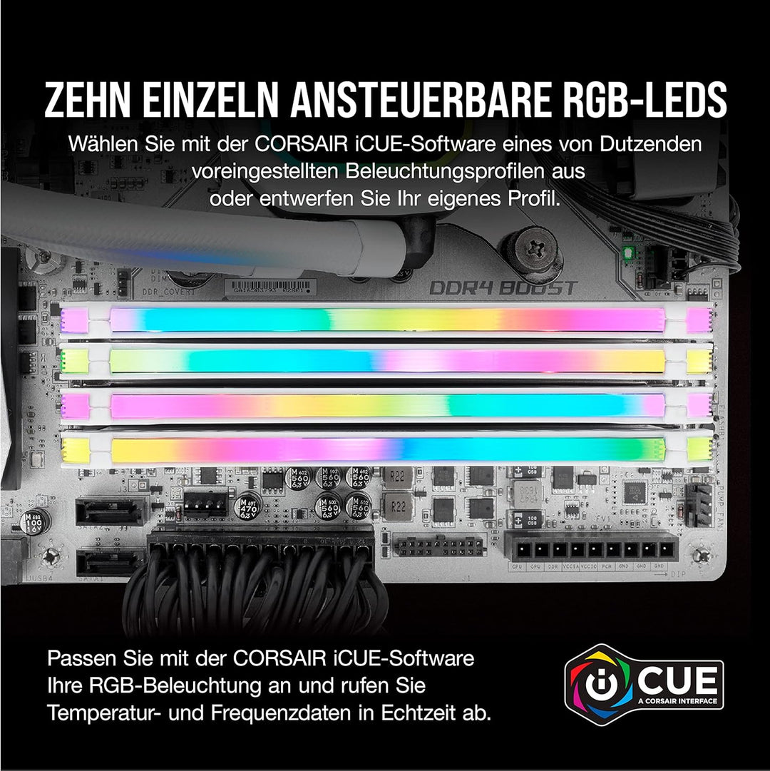 Corsair RGB PRO 16-GB DDR4 3200 MHz C16 XMP 2.0 Enthusiast RGB LED-Beleuchtung Speicherkit, Weiss, 2