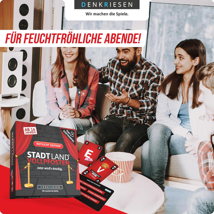 DENKRIESEN - Stadt Land Vollpfosten® – Das Kartenspiel - Rotlicht Edition - 'Jetzt wird's dreckig.'