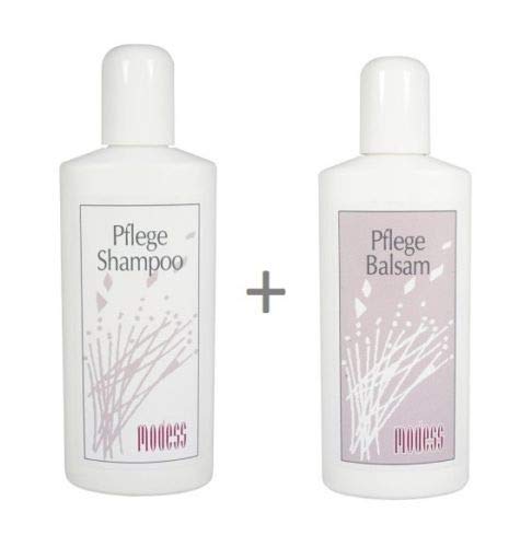 Perücken Pflegeset Modess Shampoo + Balsam je 250 ml für Kunsthaar & Echthaarperücken, Haarverlänger